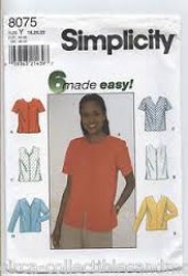 8075 6 EZ PULLOVER TOPS SLEEVES OR NOT PATTERN 12-16